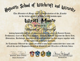 Personalized Wizard Diploma Hogwarts School of Witchcraft and Wizardry Degree of Master of Wizardry