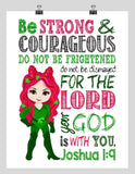 Poison Ivy Superhero Christian Nursery Decor Print - Be Strong & Courageous Joshua 1:9