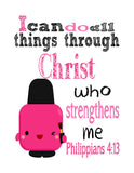 Polly Polish Shopkins Christian Nursery Decor Print, I Can Do All Things Through Christ Who Strengthens Me - Philippians 4:13