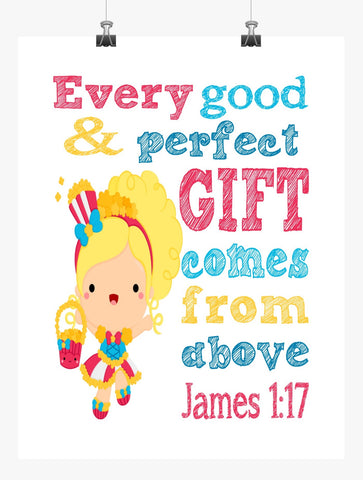 Popette Shopkins Christian Nursery Decor Print, Every Good and Perfect Gift Comes From Above