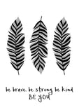 Tribal Black and White Monochrome Nursery Set of 4 Kids Minimalist Bedroom Decor Prints - Adventure Awaits, Love, Be Brave Be Strong
