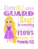 Princess Christian Nursery Decor Set of 4 Prints, Rapunzel, Jasmine, Belle and Mulan with Bible Verses