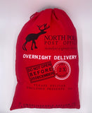 Personalized Red Santa Sack in Canvas with Reindeer - North Pole Santa Claus Presents Bag
