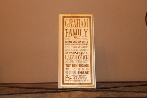 Personalized Family Rules Wood Engraved Wall Plaque Art Sign