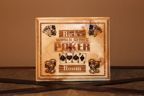 Personalized Poker Room Wood Engraved Wall Plaque Art Sign