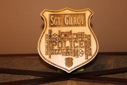Personalized Police Hero Badge Wood Engraved Wall Plaque Art Sign