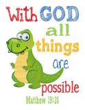 Rex Toy Story Christian Nursery Decor Print, With God all things are Possible, Matthew 19:26