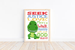 Rex Toy Story Christian Nursery Decor Unframed Print Seek Justice Love Mercy Walk Humbly with your God Micah 6:8