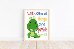 Rex Toy Story Christian Nursery Decor Unframed Print With God All Things Are Possible Matthew 19:26