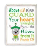 Rocky Paw Patrol Christian Nursery Unframed Print, Above all else Guard your Heart Proverbs 4:23