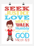 Ryder Paw Patrol Christian Nursery Decor Print - Seek Justice Love Mercy - Micah 6:8