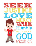 Ryder Paw Patrol Christian Nursery Decor Print - Seek Justice Love Mercy - Micah 6:8