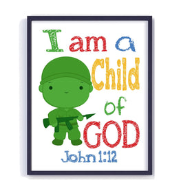 Sarge Toy Story Christian Nursery Decor - I am a Child of God - John 1:12