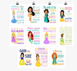 Disney Princesses - Christian Nursery Decor Wall Art Set of 11 Printables - Instant Download