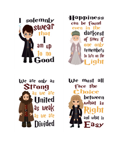 Harry Potter Quotes Nursery Decor Set of 4 Prints - Dumbledore, Hagrid and Hermione
