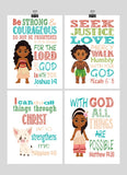 Moana Christian Nursery Decor Wall Art Set of 4 Prints - Moana, Pua, Maui and Sina