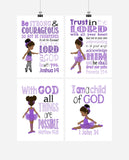 African American Ballerina Christian Nursery Decor Set of 4 Prints in Purple