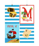 Personalized Pirate Little Boys Room Set of 4 Prints Enter At Ye Own Risk