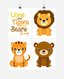 Lions and Tigers and Bears Oh My Nursery Art Set of 4 Prints