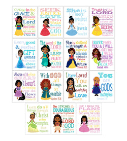 African American Princess Christian Nursery Decor Set of 15 Prints Printables Instant Download