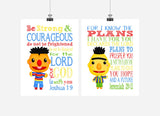Sesame Street Christian Nursery Decor Set of 2 Prints, Bert and Ernie with Bible Verses