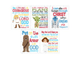 Space Wars Christian Nursery Decor Set of 5 Unframed Prints - Luke Skywalker, Yoda, Princess Leia, R2D2 and Chewbacca