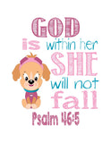 Paw Patrol Nursery Decor Art Print Set of 4 - Chase, Everest, Tracker and Skye with Bible Verses