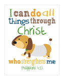 Slinky Dog Toy Story Christian Nursery Decor Print, I Can Do All Things Through Christ Philippians 4:13