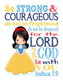 Princess Christian Nursery Decor Set of 4 Prints - Snow White, Cinderella, Belle, Jasmine with Bible Verses