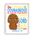 Snuffleupagus Sesame Street Christian Nursery Decor Unframed Print, Be Strong and Courageous Joshua 1:9
