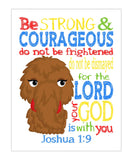 Snuffleupagus Sesame Street Christian Nursery Decor Unframed Print, Be Strong and Courageous Joshua 1:9