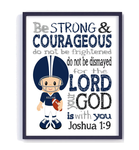 Personalized Dallas Cowboys Christian Sports Nursery Decor Unframed Print - Be Strong and Courageous Joshua 1:9
