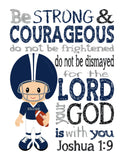 Personalized Dallas Cowboys Christian Sports Nursery Decor Unframed Print - Be Strong and Courageous Joshua 1:9