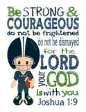 Seattle Seahawks Personalized Christian Sports Nursery Decor Print - Be Strong and Courageous Joshua 1:9