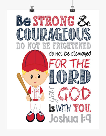 St. Louis Cardinals Personalized Christian Sports Nursery Decor Print - Be Strong & Courageous Joshua 1:9