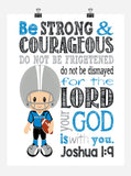 Carolina Panthers Personalized Christian Sports Nursery Decor Print - Be Strong and Courageous Joshua 1:9