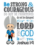 Carolina Panthers Personalized Christian Sports Nursery Decor Print - Be Strong and Courageous Joshua 1:9