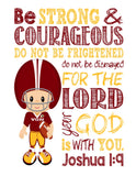 Washington Football Personalized Christian Sports Nursery Decor Print - Be Strong and Courageous Joshua 1:9