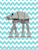 Personalized Space Wars Nursery Decor Set of 4 Unframed Prints The Force Is Strong With This One, Love AT AT and Luke Skywalker