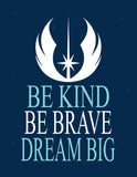 Star Wars Nursery Decor Set of 4 Prints, Be Kind, Be Brave, Dream Big, Love, R2D2 and Luke Skywalker