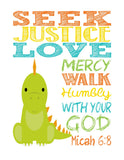 Dinosaur Inspirational Nursery Decor Set of 4 Prints - Tyrannosaurus Rex, Diplodocus, Stegosaurus and Triceratops