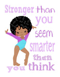 African American Gymnast Motivational Nursery Decor Set of 4 Prints Promise Me You will Always Remember Braver, Stronger, Smarter in Purple