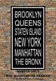 New York City Boroughs Subway Sign Print - Brooklyn, Queens, Manhattan, The Bronx, Staten Island