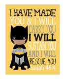African American Batman Superhero Christian Nursery Decor Unframed Print I Have Made You and I Will Rescue You Isaiah 46:4