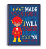 African American Flash Superhero Christian Nursery Decor Unframed Print - I Have Made You and I Will Rescue You - Isaiah 46:4