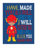 African American Flash Superhero Christian Nursery Decor Unframed Print - I Have Made You and I Will Rescue You - Isaiah 46:4