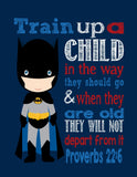 Batman Superhero Christian Nursery Decor Print, Train Up A Child In The Way They Should Go Proverbs 22:6