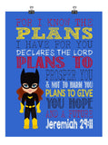 Batgirl Superhero Christian Nursery Decor Print - For I Know The Plans I Have For You - Jeremiah 29:11