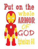 African American Christian Superhero Nursery Print Set of 4 - Ironman, Flash, Wolverine and Captain America with Bible Verses