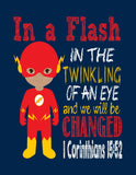African American Flash Christian Superhero Nursery Wall Art Print - In a Flash in the Twinkling of an eye - 1 Corinthians 15:52